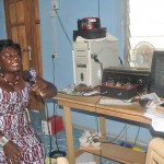 Susan Sabaa addressing the Adawso Township during the 16 days Female Activism on girls and young women empowerment for leadership from a community radio station. 